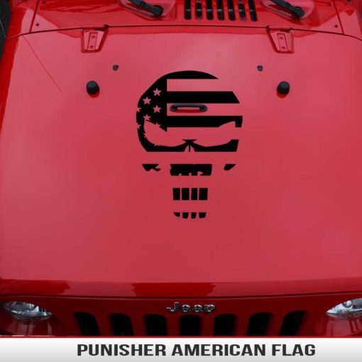 Punisher American Flag Hood Decal | AlphaVinyl