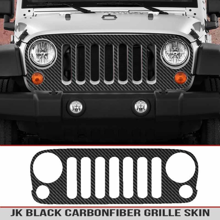 Black Carbonfiber Jeep Wrangler Jk Grille Skin Breastcancer Awareness